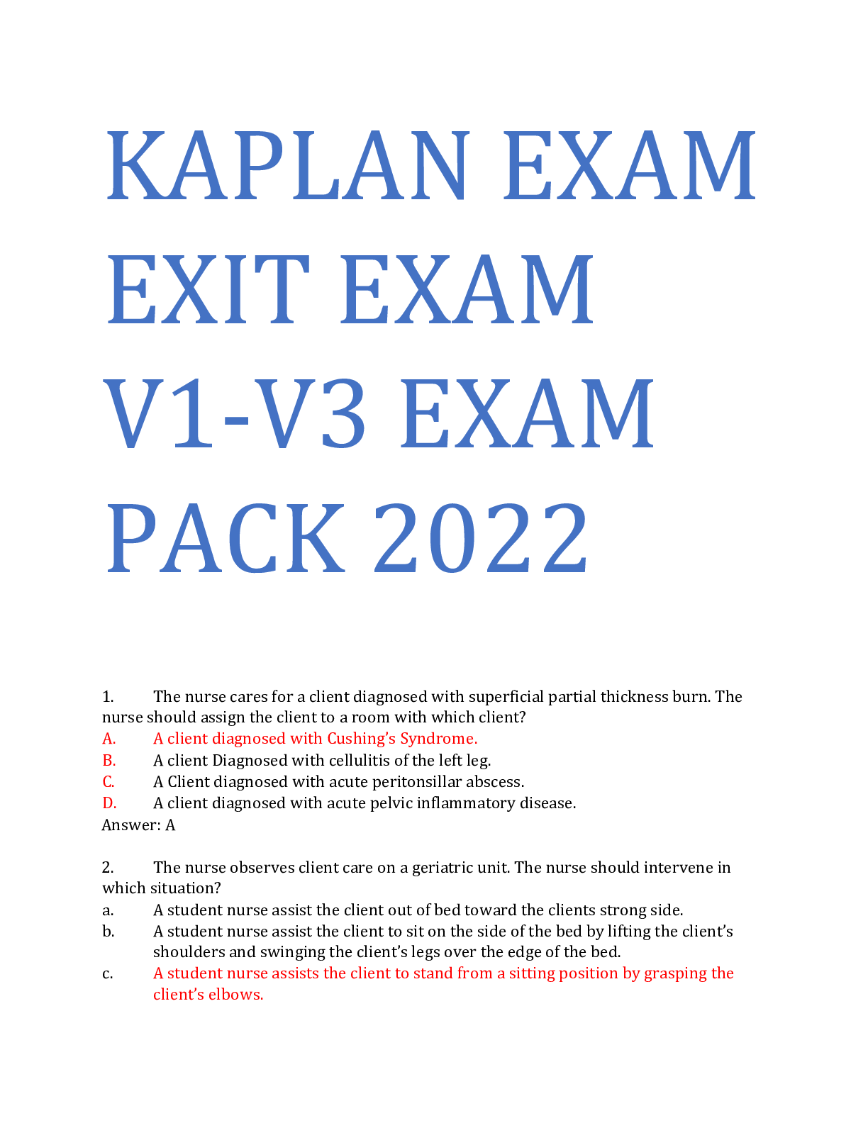 Preview image for KAPLAN EXAM EXIT EXAM V1-V3 EXAM PACK (NEW2022)